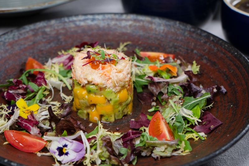 Mango Avocado Salad with mixed greens and lime dressing